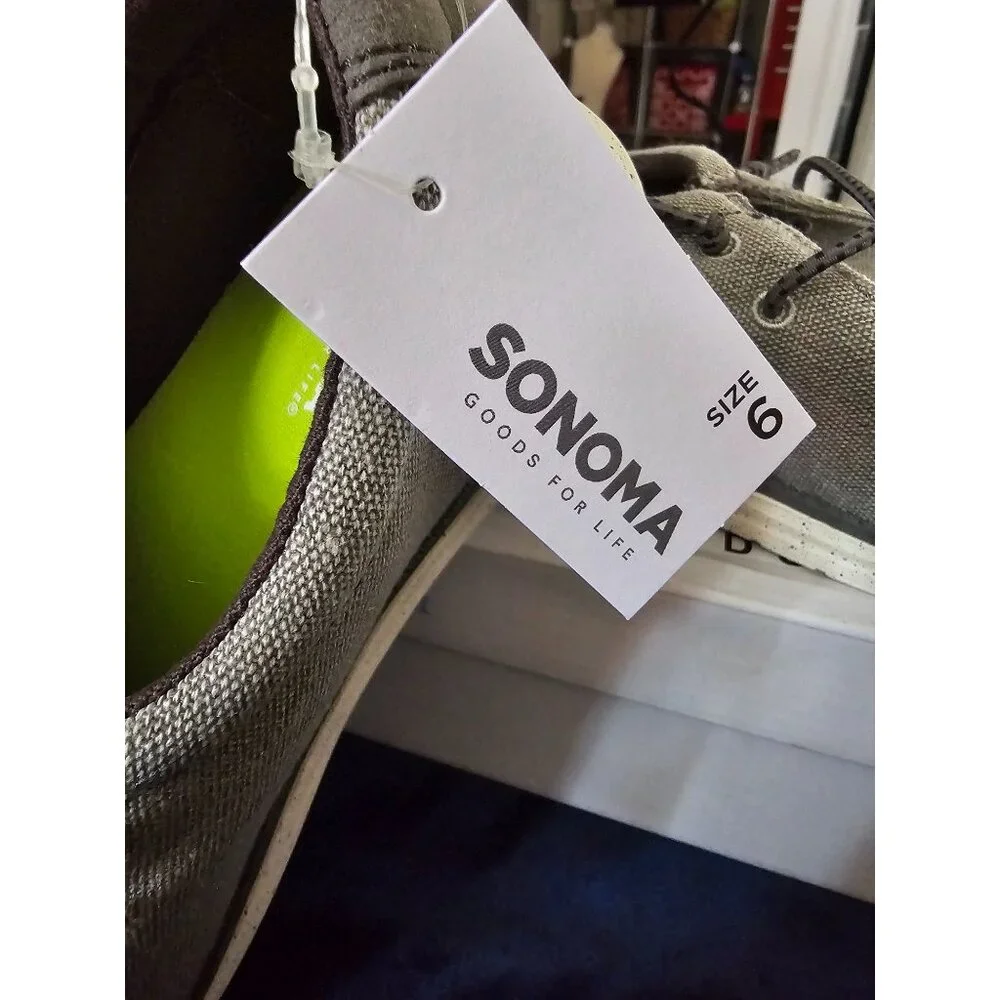 Sonoma Mens Gray Canvas Slip-On Shoes Size 6 With Memory Foam For Comfort‎